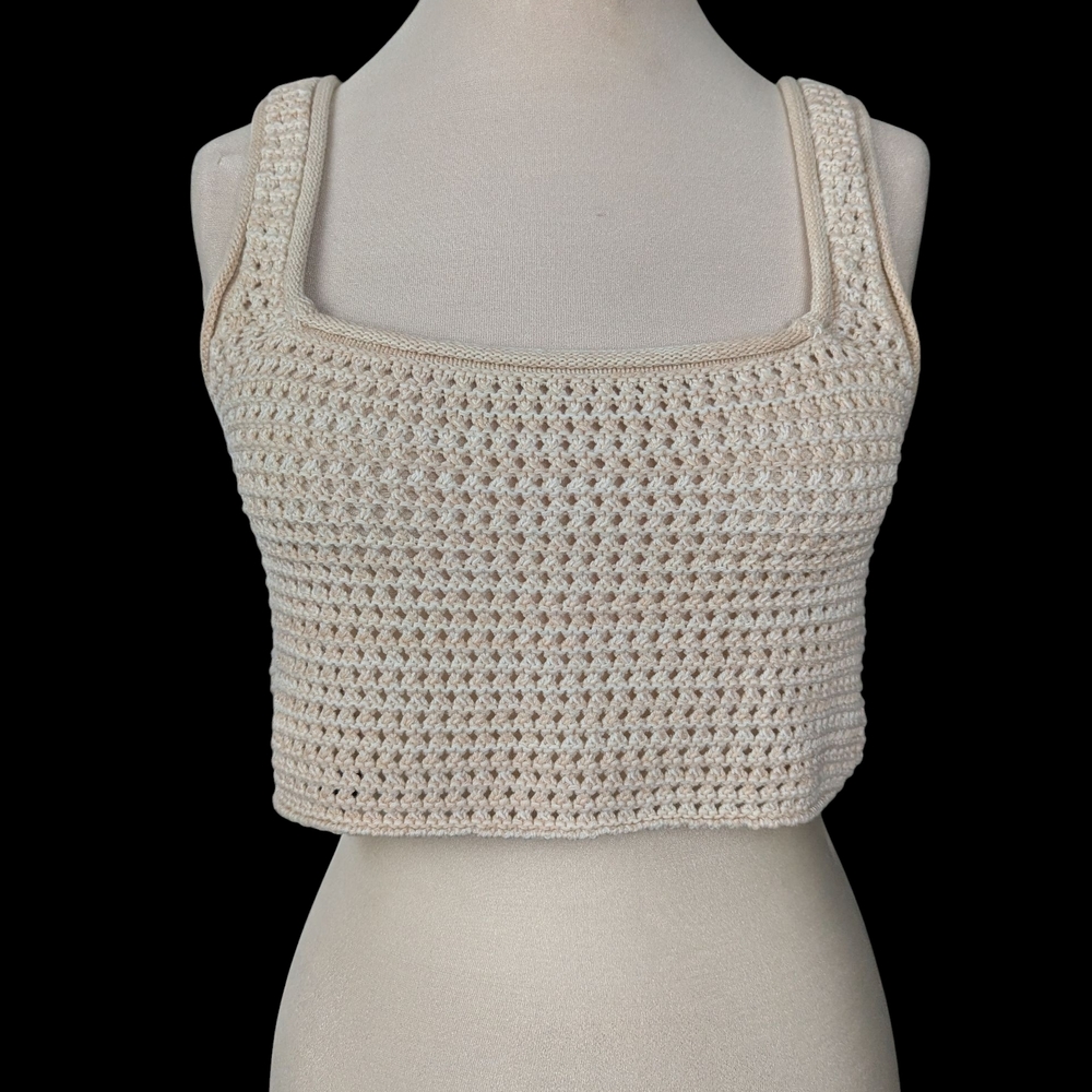 Chic Boho Cream And Tan Neutral Crochet Crop Top